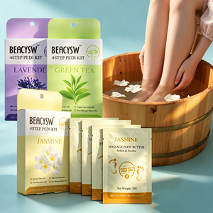 Kit de Pedicura de 4 Pasos - Baño de Pies, Mascarilla de Lodo, Exfoliante de Azúcar y Crema - Lavanda, Limón, Pepino, Granada, 8 Aromas para Spa en Casa - Product Image 1