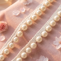 Ruban perlé fait main avec perles en plastique à une face, accessoire de mode DIY pour vêtements, rideaux, robes de mariée
