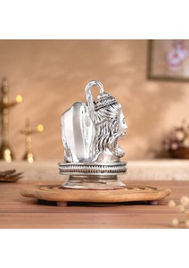 Silver Plated Shiv Parvati Ganesh Murti 5 Inch Hindu Religious Idol Decorative <b>Statue</b> Pooja Home Temple Decor Spiritual Gift - Product Image 2