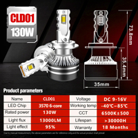 Ampoules de phares LED automobiles CSP haute luminosité 130W 6500K IP68 étanches Canbus 9005 9006 H1 H3 H4 H7 H8 H9 H11 pour voitures, camions et SUV