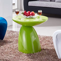 Table basse ronde en fibre de verre et acrylique noir style nordique, mobilier moderne pour la maison et le bureau