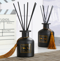 Bouteilles diffuseurs de parfum en verre noir mat de luxe 150 ml 200 ml pour grossistes, rechargeables, avec bouchon à vis et impression sérigraphiée