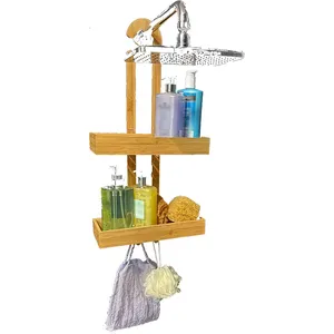 Bamboe Doucherek Organizer Hangende Douche Caddy Houder Voor Badkamer Shampoo En Zeep