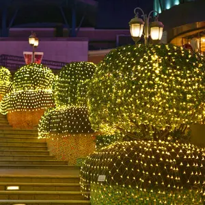 Цветные светодиодные рождественские гирлянды RGB, 24 В, уличная гирлянда 12 футов x 12 футов, 320 светодиодов, Синяя светодиодная сетчатая гирлянда, Декоративные Уличные светильники для деревьев