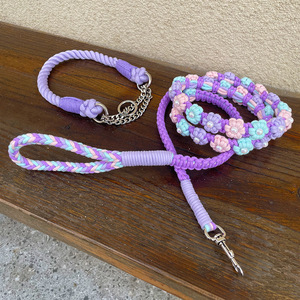 Correa para Perro Tejida a Mano con Diseño Floral, Correa y <span class=keywords><strong>Collar</strong></span> para Perro de Estilo Ecológico y Moderno, Venta al Por Mayor - Product Image 5