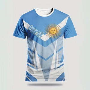 Camisetas de fútbol con patrones argentinos Logotipo personalizado Uniforme de bola de hombre digital Moda Verano Impreso Camiseta corta - Product Image 2