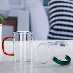 Taza de Vidrio de Borosilicato de Una Sola Capa, Color Degradado, Diseño Creativo de Corazón, Taza Clásica para Desayuno, Asa Cálida y Acogedora, para Parejas - Product Image 6