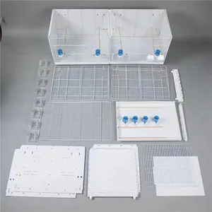 積み重ね可能で折りたたみ可能な白いワイヤー繁殖ケージカナリア繁殖ケージ手作りの豪華な愛の鳥かご