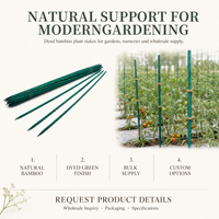 Piquet de soutien en bambou naturel vert enduit pour tomates et légumes, durable et écologique