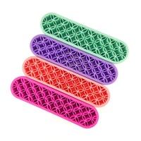 Organisateur de pinceaux cosmétiques carré pratique en silicone, porte-pinceaux de maquillage rose