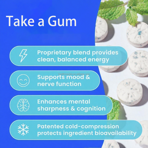 Grosir l-theanine Energy kafein tablet permen karet mendukung fokus energi gula bebas Peppermint gusi tablet - Product Image 5