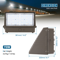 Pack mural LED à coupure complète 70W 135w 5000K avec cellule photoélectrique du crépuscule à l'aube 120-277Vac Pack mural LED pour éclairage extérieur