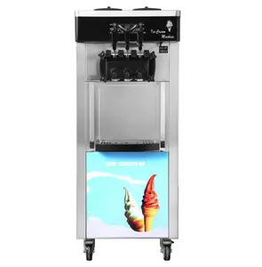 Masaüstü saatte 25 litre yumuşak dondurma makinesi masaüstü ticari dondurma makinesi üç tatlar vardır