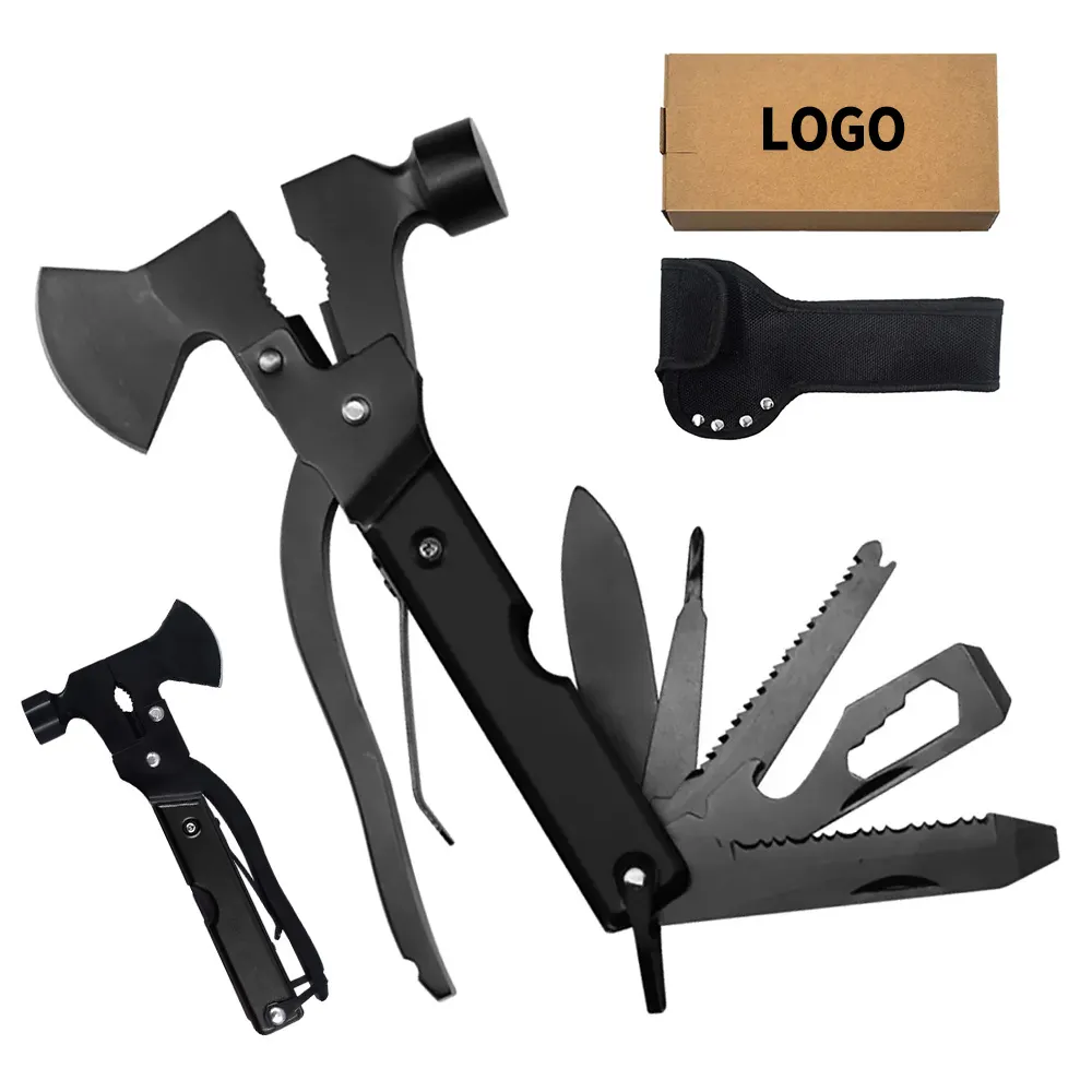 14-in-1 Christmas Gifts survival gear multi function purpose hatchet hammer Multi-tool ax hammer with Saw Screwdrivers Pliers