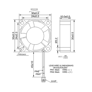 Ventilateur à haute vitesse 3CM 30x30x10mm <span class=keywords><strong>5v</strong></span> 12v 24v Ventilateur carré micro DC autoportant pour la ventilation des ordinateurs et des appareils électroniques - Product Image 6