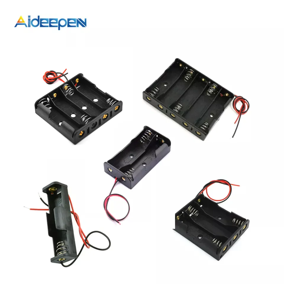 AA Battery Diy Kit Electronic Plastic Battery Case Storage Shell Box Holder with Wire Leads