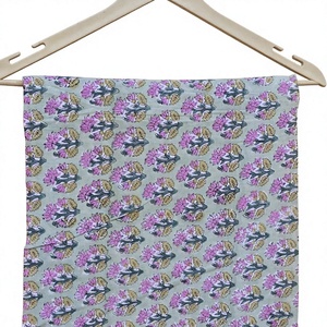 Sage Green Pink Floral Hand Block Printed Jaipuri Cotton Fabric Traditional Sanganeri Booti Print Textile For Ethnic Dress Mater - Product Image 1