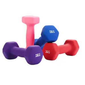 TOPKO hex PVC coated small weight dipping plastic eco-friendly dumbbell for women