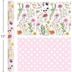 Papel de regalo con diseño de flores, doble cara, 23.4 pies cuadrados, reciclable, para manualidades, con diseño de flores silvestres, para cumpleaños, bodas, Día de la Madre - Product Image 3