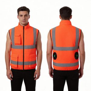 Gilets de sécurité réfléchissants WX Hi Viz <span class=keywords><strong>sans</strong></span> manches, multipoches, pour travaux de construction, vêtements de travail respirants, <span class=keywords><strong>gilet</strong></span> de sécurité rafraîchissant pour l'été avec 2 ventilateurs - Product Image 2