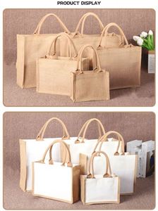 Shopping With Custom Logo Digital Printing Tote Bags Jute Burlap Beach Bag Bulk <b>for</b> Promotional Advertising <b>Gift</b> - Product Image 3