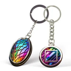 New Technician of Metal Craft Stunning UV-Printing Rainbow Coloful Effect Keychain To Enhancing The Brand