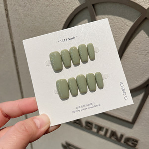<span class=keywords><strong>Uñas</strong></span> Postizas Hechas a Mano con Diseño <span class=keywords><strong>de</strong></span> Matcha Verde, 10 Piezas, Cortas, Cuadradas y Redondas, Acrílicas, <span class=keywords><strong>de</strong></span> Color Sólido, Venta al Por Mayor - Product Image 2