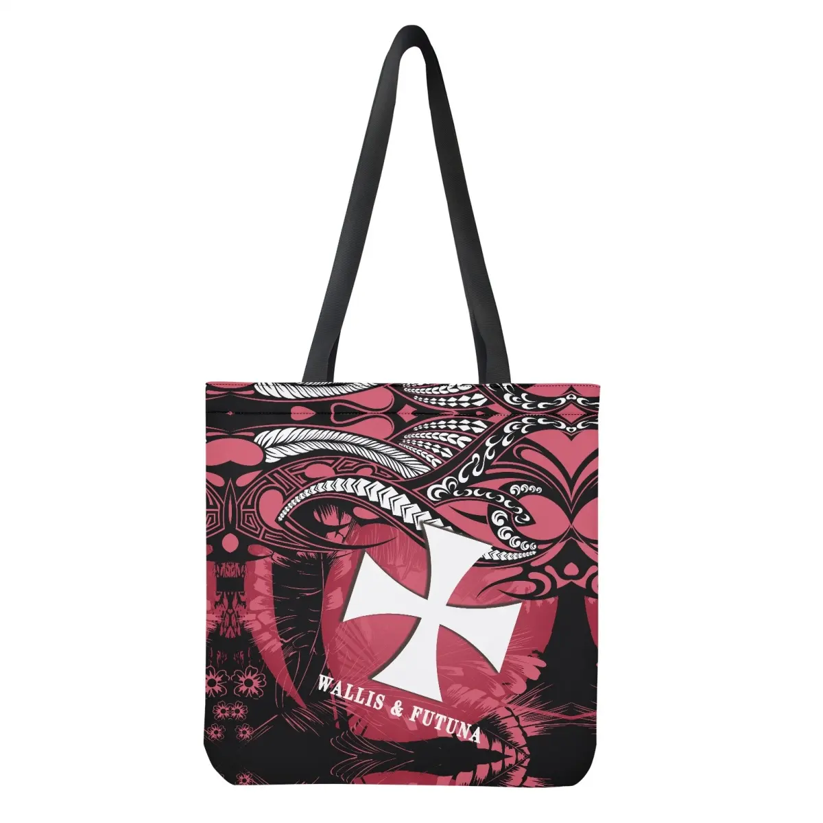 Vente en gros de sacs à main tribaux polynésiens imprimés avec logo personnalisé pour les îles de Wallis et Futuna sac à bandoulière en tissu sac à provisions en toile réutilisable pour femmes