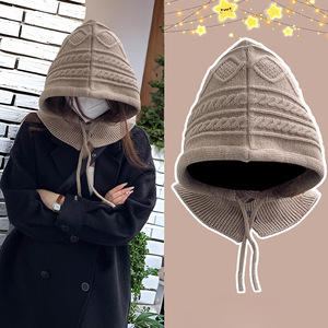 Cache-cou vintage en tricot torsadé avec cordon de serrage et bouton, bonnet et écharpe d'hiver combinés, <span class=keywords><strong>cagoule</strong></span> multi-usage en tricot torsadé - Product Image 6