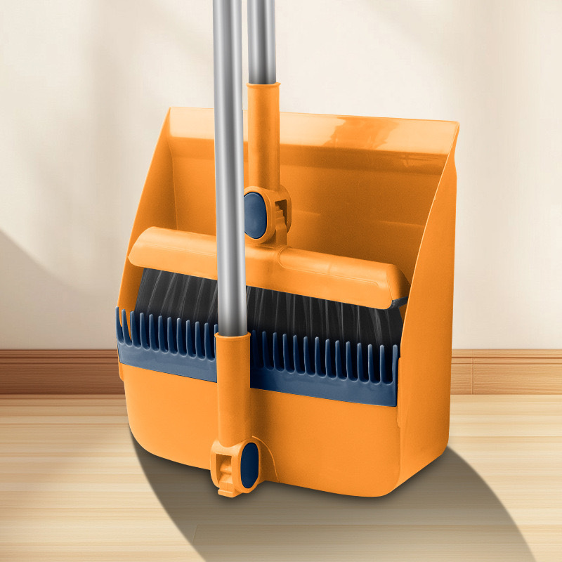 Orange folding 2-piece set [broom and dustpan]