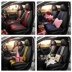 Coussin de siège de voiture sport tendance en cuir et soie glacée universel toutes saisons, housse tout compris pour cinq sièges - Product Image 4