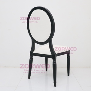 Sillas y Mesas de Banquete de Vinilo Blanco Apilables de Aluminio Negro de Lujo al por Mayor para Salones de Fiesta de Hotel Louis para Eventos de Boda - Product Image 4