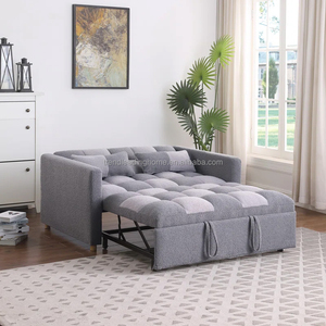 Simple Modern Style Dark Gray Soft Up-holstered Sofa <strong>Bed</strong> Furniture Living Room Couch Two Seat <strong>Pull</strong> <strong>Out</strong> Sofa <strong>Bed</strong> for Apartment - Product Image 2