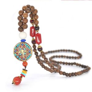 Long <b>Boho</b> <b>Necklaces</b> for Women Wood Beads Pendant Hippie Ethnic <b>Necklace</b> Turquoise Elephant Tribal Jewelry - Product Image 2