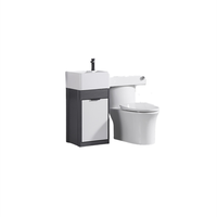 Petite unité de salle de bain moderne, ensemble de vanité de salle d'eau montée au sol avec évier et miroir
