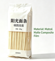 Sachet d'emballage pour nouilles à quatre soudures latérales, impression en héliogravure, pochette composite PET/PE de qualité alimentaire pour nouilles séchées/fraîches et spaghetti