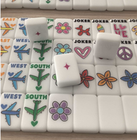 Tersedia, Pengiriman Cepat, Meja Mahjong Gaya Amerika 160-Pc Putih Mewah Modern Lipat Kawat Buatan Tangan Portabel Akrilik untuk Pesta