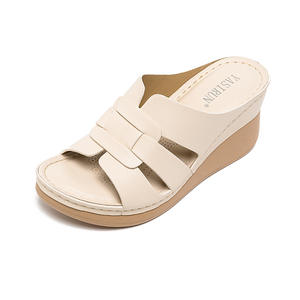 Yasirun Sandalias de cuña para mujer, zapatos cómodos de microfibra negra con boca de pez, sin cordones, para uso informal, 5055-3 - Product Image 3