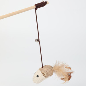 Interactive Eco-Friendly Wood Kitten Play Cat Teaser Toys with Cute Bird and Feather Premium Cat Products - Product Image 1