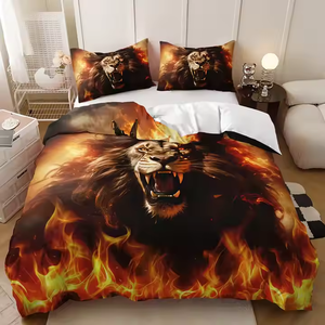 3D In Duvet Cover <span class=keywords><strong>Set</strong></span> Vua Kích Thước Vương Miện Sư Tử In Ấn Thích Hợp Cho Thanh Thiếu Niên Bộ Đồ Giường Bộ - Product Image 1