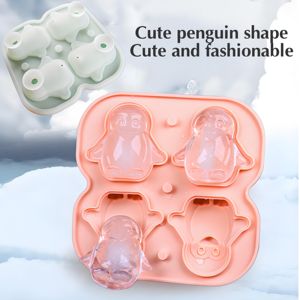Vente chaude 4 grilles 3D pingouin Silicone moule à glaçons conception animale mignonne pour congelé whisky thé chocolat glaçon outils - Product Image 2