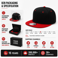 Casquette Snapback personnalisée bicolore à visière plate, 6 panneaux, vierge, style baseball, fermeture ajustable, unisexe, streetwear, vente en gros, OEM, faible MOQ