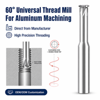 Fraise à fileter universelle 60 degrés pour aluminium non revêtu, cannelure polie, en carbure, pour filetage CNC, usage général, haute vitesse, profonde