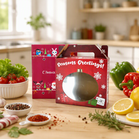 Boîte cadeau de Noël en carton ondulé rouge personnalisée avec poignée et fenêtre pour cadeaux de fêtes