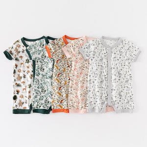 OEM ODM verano bambú Sleeper niño pequeño mono de manga corta fino <span class=keywords><strong>mameluco</strong></span> recién nacido bebé Pijamas - Product Image 5