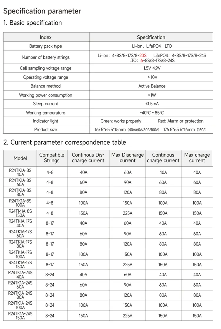 وحدة واي فاي مجانية وحدة BMS الذكية Li-Io LiFePO4 LTO 8S-24S 100A UART مدمجة في بلوتوث وتطبيق يدعم خدمة سحابة