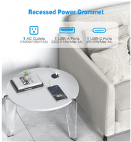 Enchufe Empotrable Redondo Estadounidense, Enchufe TR Oculto de 1 Salida, 125V 15A con Puertos USB, para Muebles de Oficina, Sala de Conferencias, Mesa de Cocina