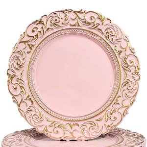 Table vacances fête mariage décor plat vaisselle serveur <span class=keywords><strong>Ware</strong></span> Vintage rond en plastique Antique blanc chargeur assiettes - Product Image 6