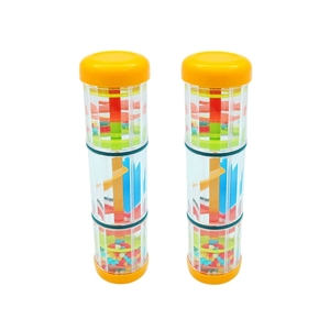 En gros, Instrument de percussion Orff Rainmaker en plastique transparent à 3 sections, avec tube à billes visibles - Product Image 1