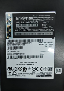 Unidad de Estado Sólido ThinkSystem Micron 5300 Pro de 3.84 TB, MTFDDAK3T8TDS 02JG535 4XB7A17079 8410TBW, SSD de Alta Durabilidad - Product Image 3